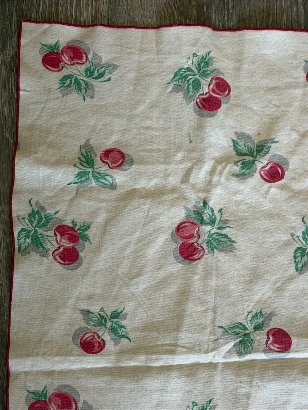 Vintage Square Small Cherries Table Cloth Cover with Napkins